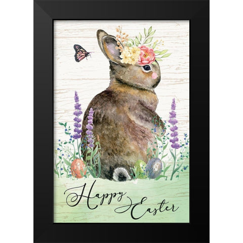 Happy Easter Black Modern Wood Framed Art Print by ND Art