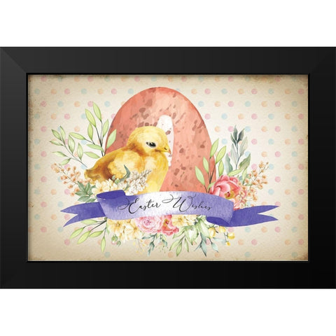 Easter Wishes Black Modern Wood Framed Art Print by ND Art
