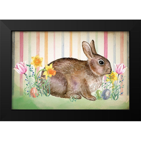 Bunny Black Modern Wood Framed Art Print by ND Art