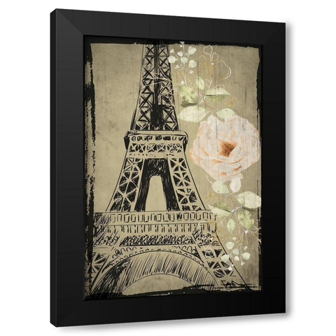 Eiffel Tower Black Modern Wood Framed Art Print by ND Art