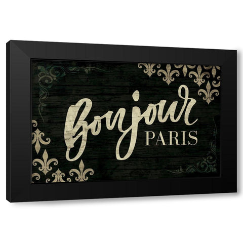 Bonjour Black Modern Wood Framed Art Print with Double Matting by ND Art