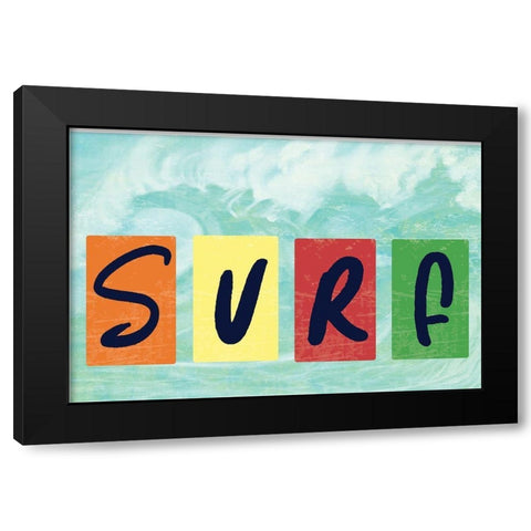 Surf   Black Modern Wood Framed Art Print by ND Art