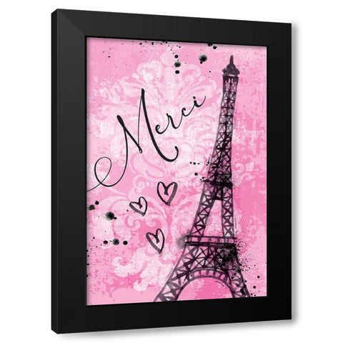 Merci Black Modern Wood Framed Art Print by ND Art