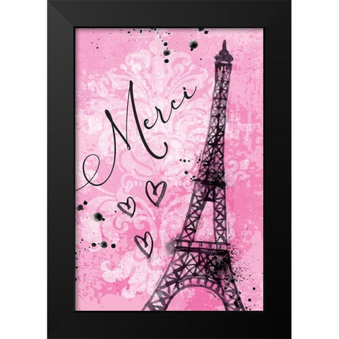 Merci Black Modern Wood Framed Art Print by ND Art
