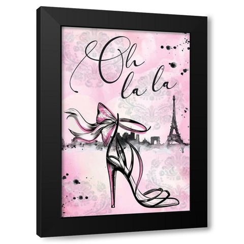 Oh La La Black Modern Wood Framed Art Print by ND Art