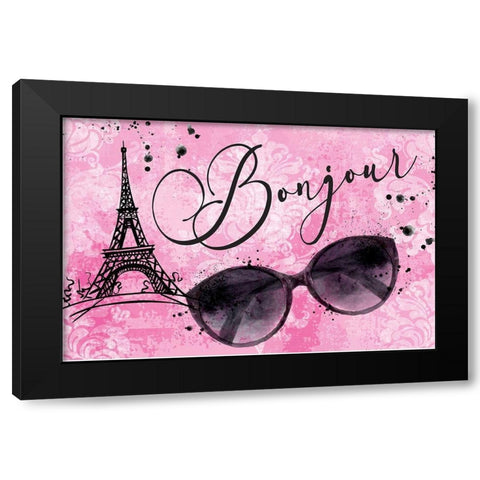 Bonjour Black Modern Wood Framed Art Print with Double Matting by ND Art
