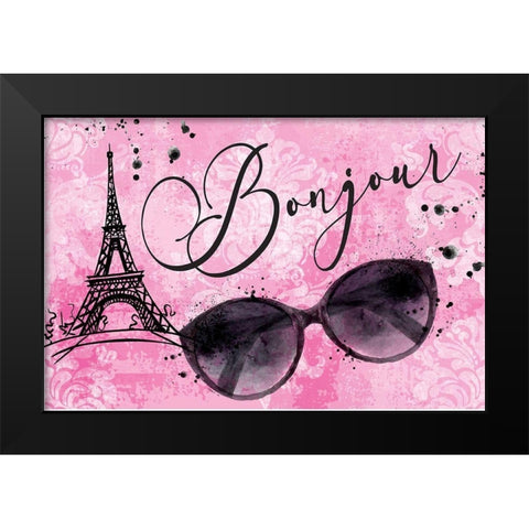 Bonjour Black Modern Wood Framed Art Print by ND Art