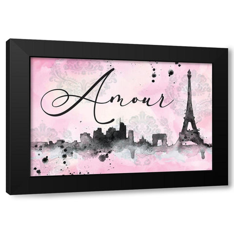 Amour Black Modern Wood Framed Art Print by ND Art