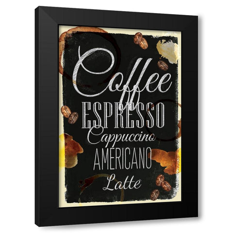 Kitchen Coffee Black Modern Wood Framed Art Print with Double Matting by ND Art