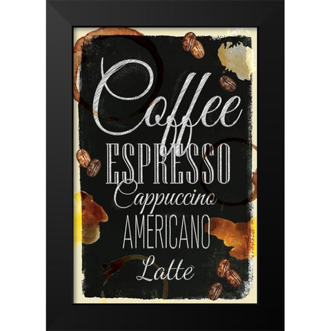 Kitchen Coffee Black Modern Wood Framed Art Print by ND Art