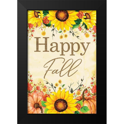 Happy Fall Black Modern Wood Framed Art Print by ND Art