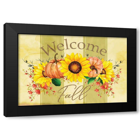 Welcome Fall Black Modern Wood Framed Art Print by ND Art
