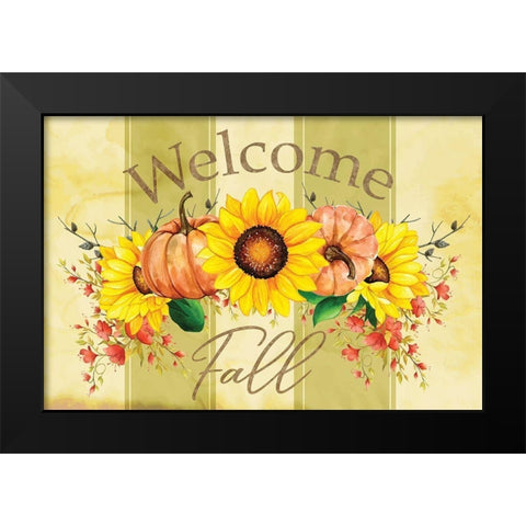 Welcome Fall Black Modern Wood Framed Art Print by ND Art