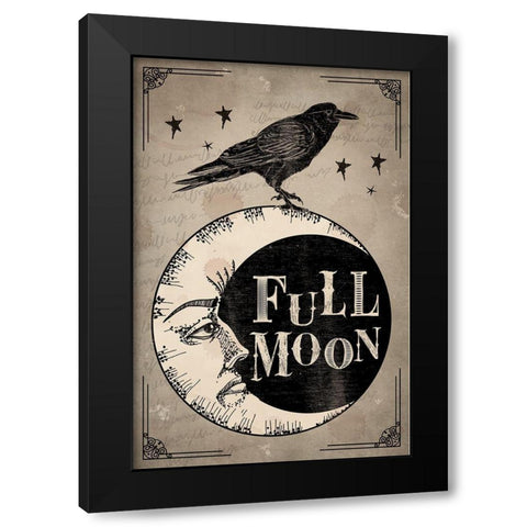 Full Moon Black Modern Wood Framed Art Print by ND Art