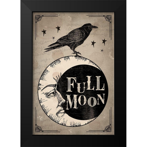 Full Moon Black Modern Wood Framed Art Print by ND Art