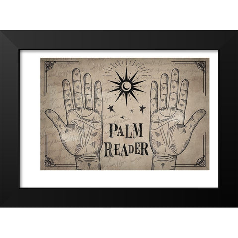 Palm Reader Black Modern Wood Framed Art Print by ND Art