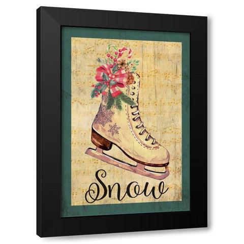 Snow Flake Black Modern Wood Framed Art Print with Double Matting by ND Art