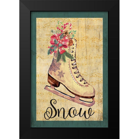 Snow Flake Black Modern Wood Framed Art Print by ND Art