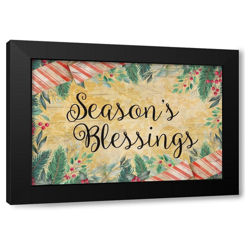Seasons Blessings Black Modern Wood Framed Art Print by ND Art