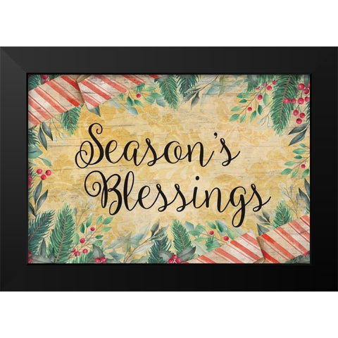 Seasons Blessings Black Modern Wood Framed Art Print by ND Art