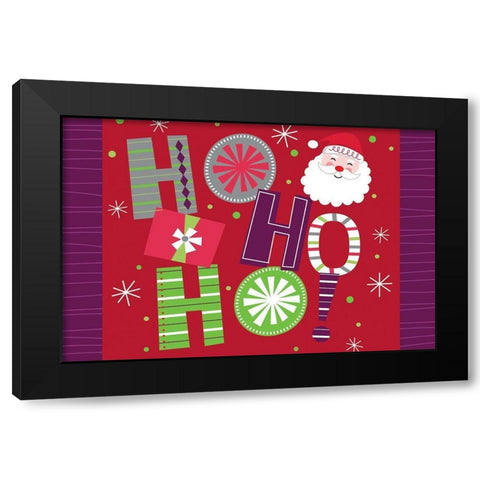 Ho Ho Ho Black Modern Wood Framed Art Print by ND Art