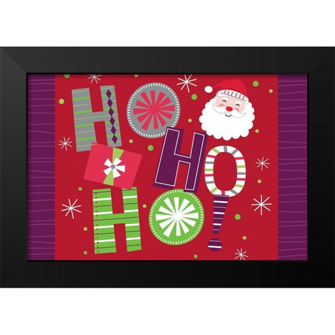 Ho Ho Ho Black Modern Wood Framed Art Print by ND Art