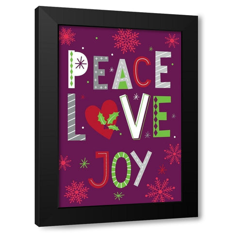 Peace, Love, Joy Black Modern Wood Framed Art Print with Double Matting by ND Art