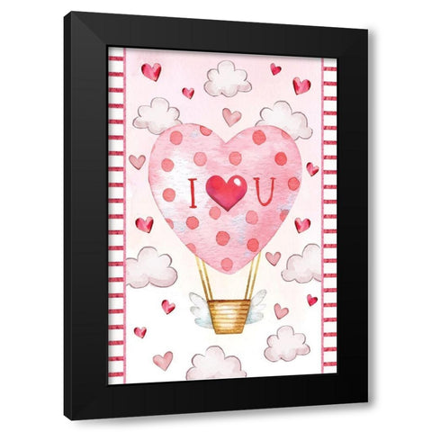 Heart Balloon Black Modern Wood Framed Art Print with Double Matting by ND Art