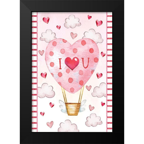 Heart Balloon Black Modern Wood Framed Art Print by ND Art