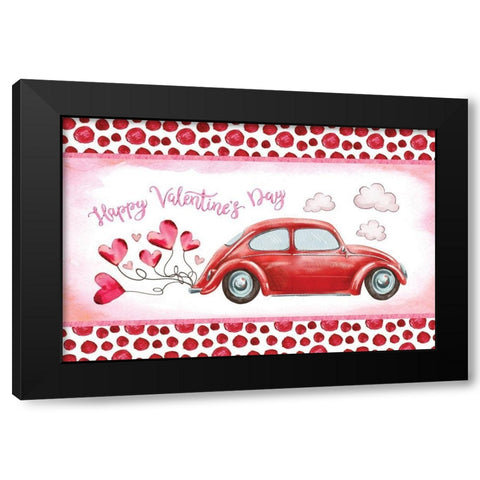 Happy Valentines Day Black Modern Wood Framed Art Print with Double Matting by ND Art