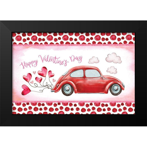 Happy Valentines Day Black Modern Wood Framed Art Print by ND Art