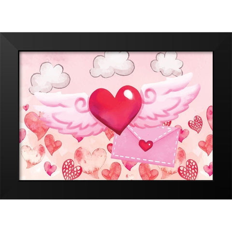 Valentine Black Modern Wood Framed Art Print by ND Art