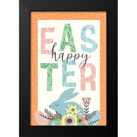 Happy Easter Black Modern Wood Framed Art Print by ND Art