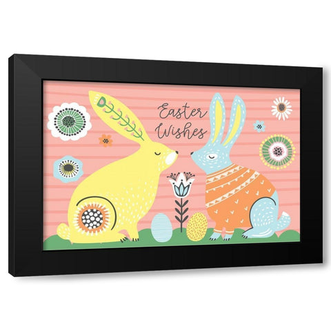 Easter Wishes Black Modern Wood Framed Art Print by ND Art