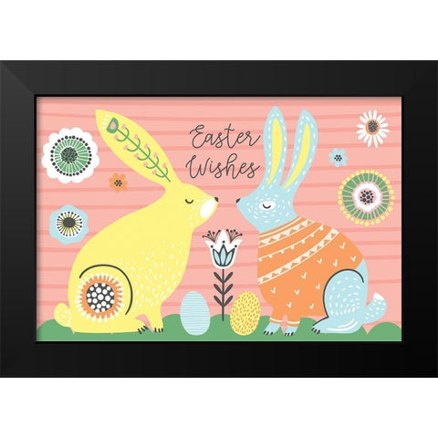 Easter Wishes Black Modern Wood Framed Art Print by ND Art