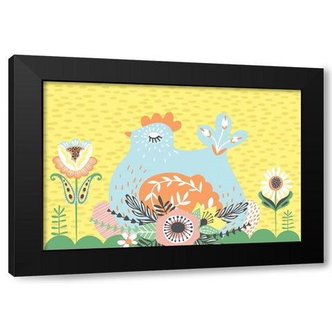 Hen Black Modern Wood Framed Art Print by ND Art