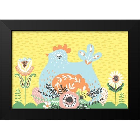 Hen Black Modern Wood Framed Art Print by ND Art