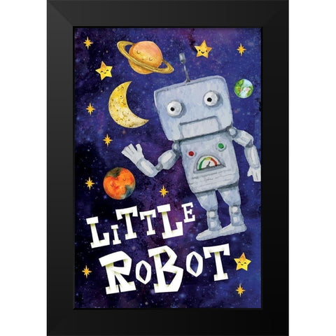 Little Robot Black Modern Wood Framed Art Print by ND Art