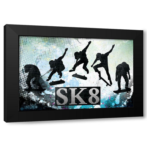 Sk8 Black Modern Wood Framed Art Print by ND Art