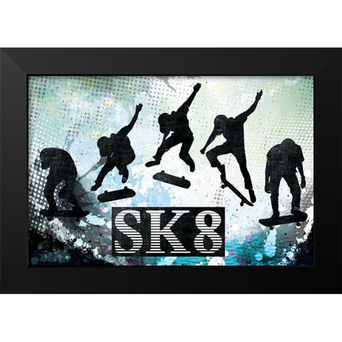 Sk8 Black Modern Wood Framed Art Print by ND Art