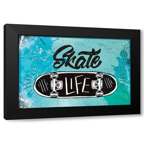 Skate Life Black Modern Wood Framed Art Print by ND Art
