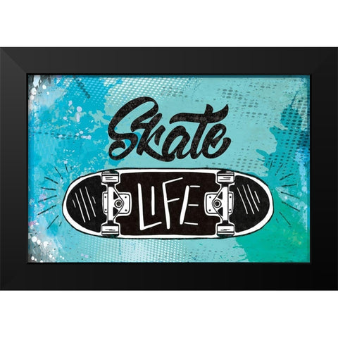 Skate Life Black Modern Wood Framed Art Print by ND Art