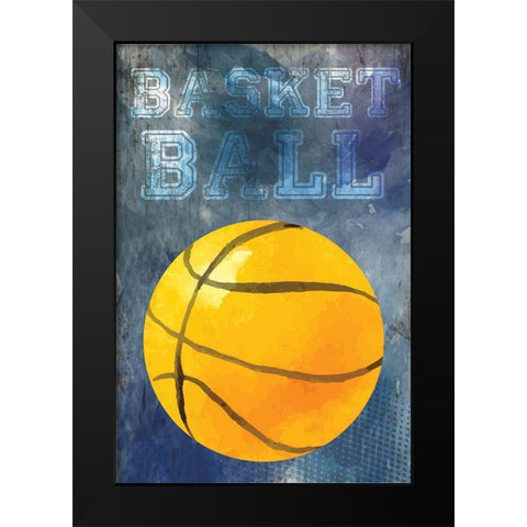 Basketball Black Modern Wood Framed Art Print by ND Art