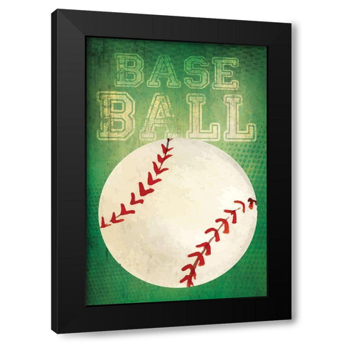 Baseball Black Modern Wood Framed Art Print by ND Art