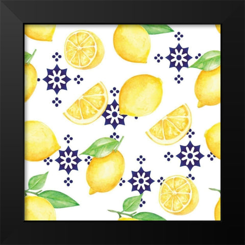 Lemonade Blues Pattern II Black Modern Wood Framed Art Print by ND Art
