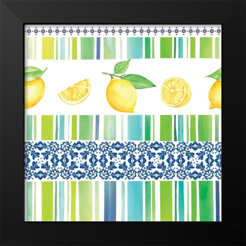 Lemonade Blues Pattern III Black Modern Wood Framed Art Print by ND Art