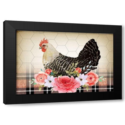 Farmhouse Floral Black Modern Wood Framed Art Print with Double Matting by ND Art