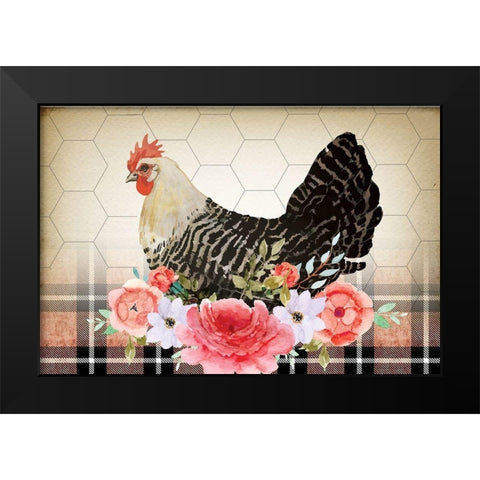 Farmhouse Floral Black Modern Wood Framed Art Print by ND Art