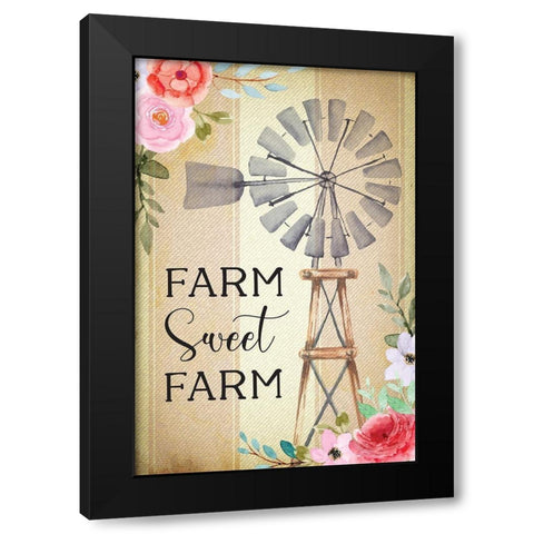 Farmhouse Floral III Black Modern Wood Framed Art Print with Double Matting by ND Art