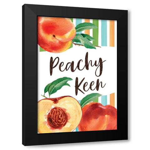 Peachy Keen Black Modern Wood Framed Art Print by ND Art